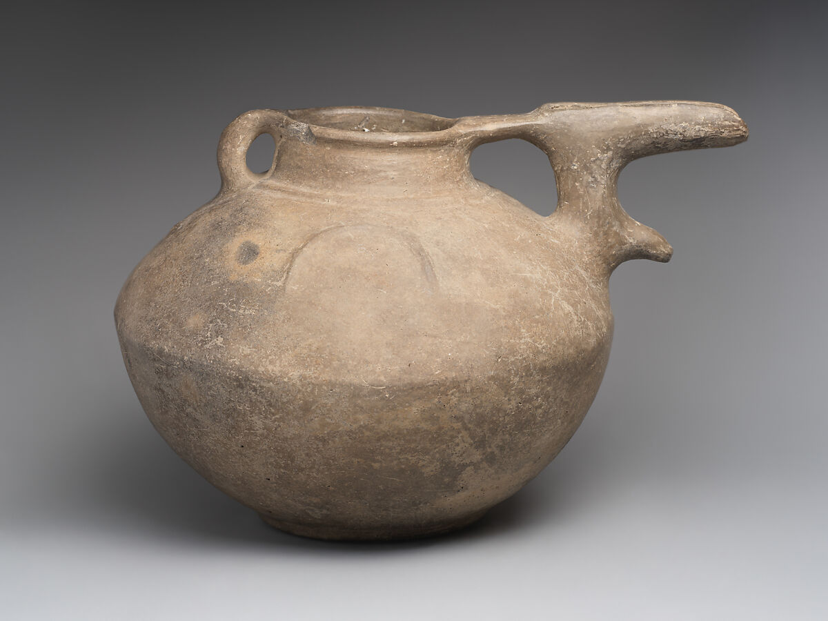 Bridge-spouted pitcher, Ceramic, Iran