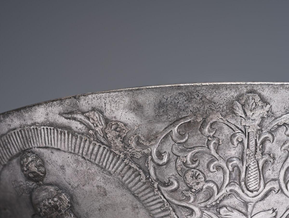 Bowl with female busts in medallions, Silver, Sasanian