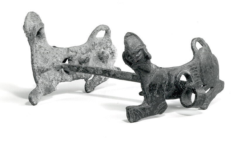 Horse bit with cheekpieces in form of a sphinx, Bronze, Iran 