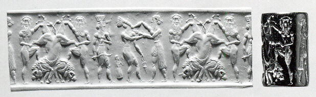 Cylinder seal, Serpentine/aphrodite, Akkadian 