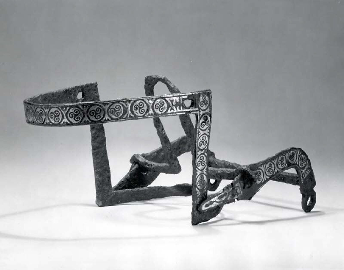 Horse bit and matching cavesson (noseband), Iron, brass, Sasanian 