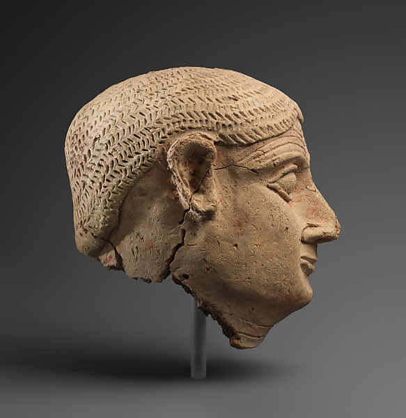 Head of a male, Ceramic, paint, Babylonian