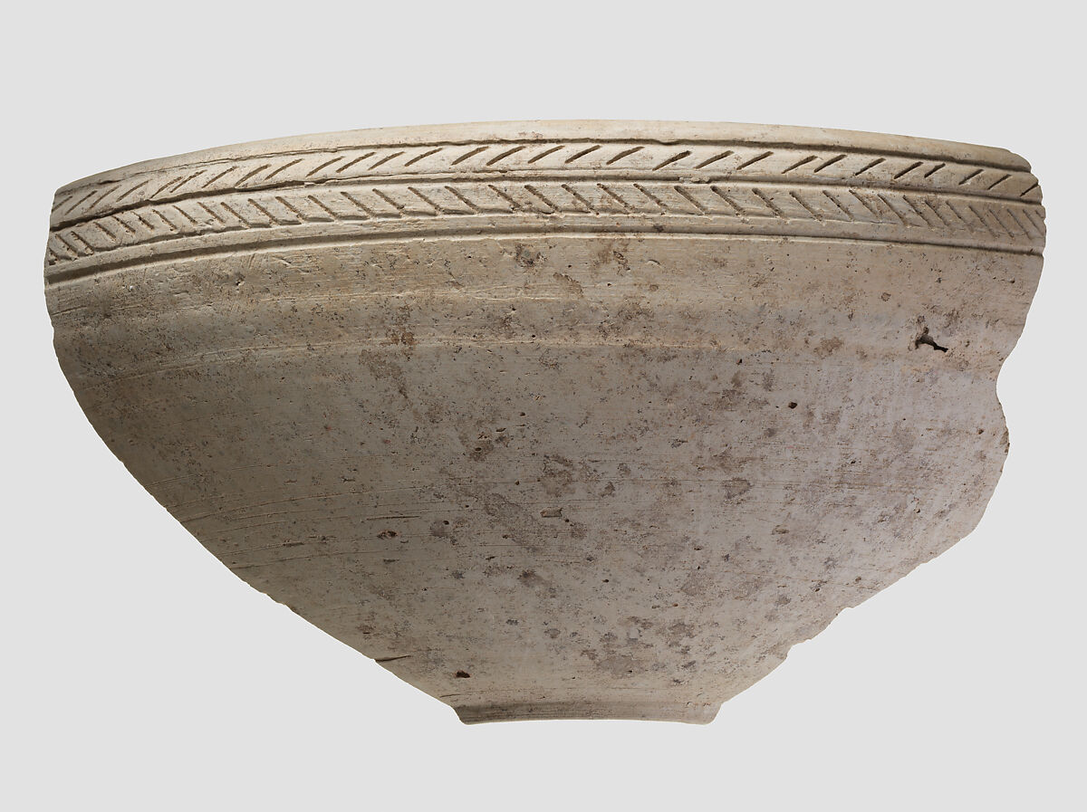 Bowl rim sherd with incised decoration, Ceramic 