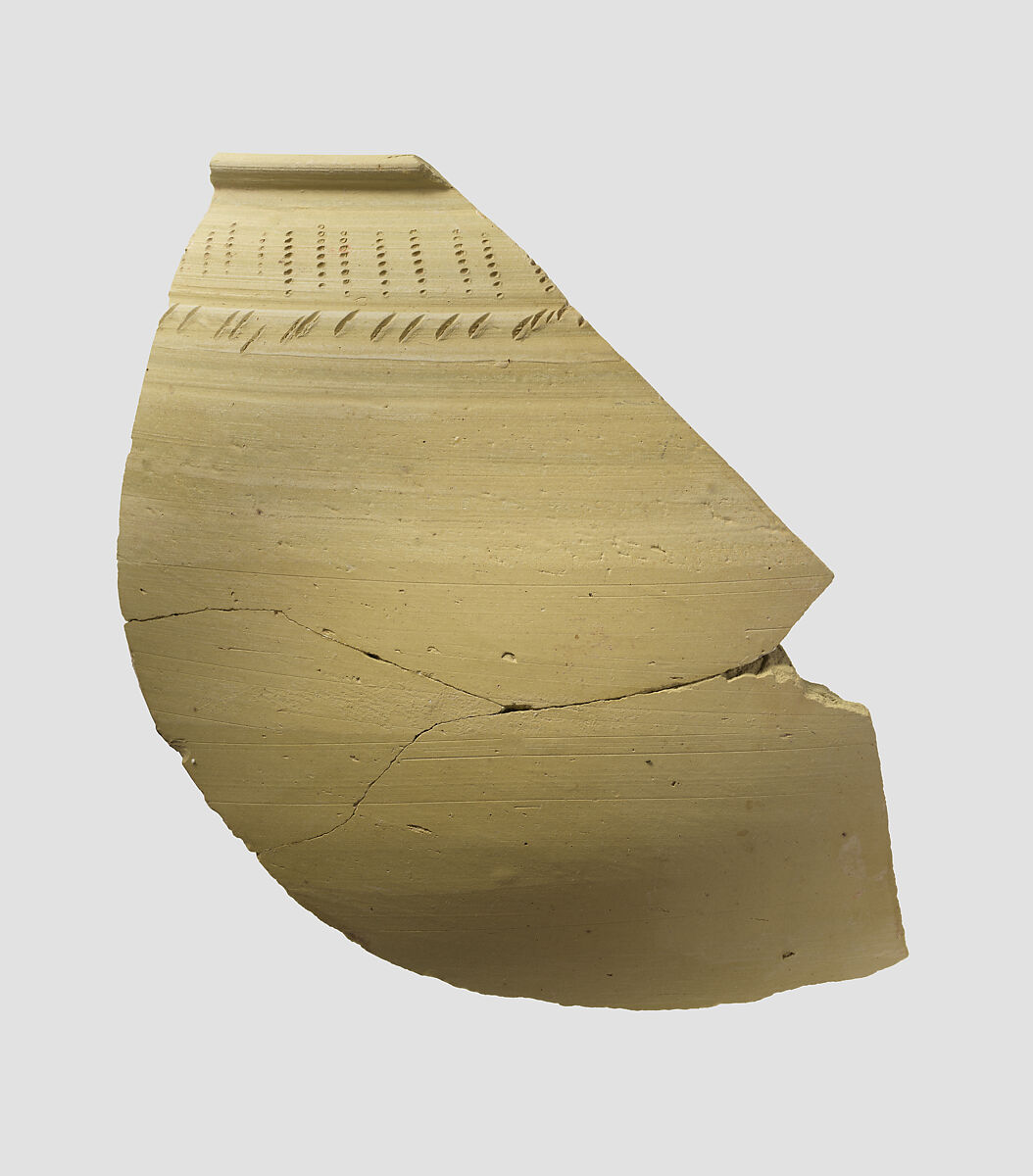 Bowl rim sherd with incised decoration, Ceramic 