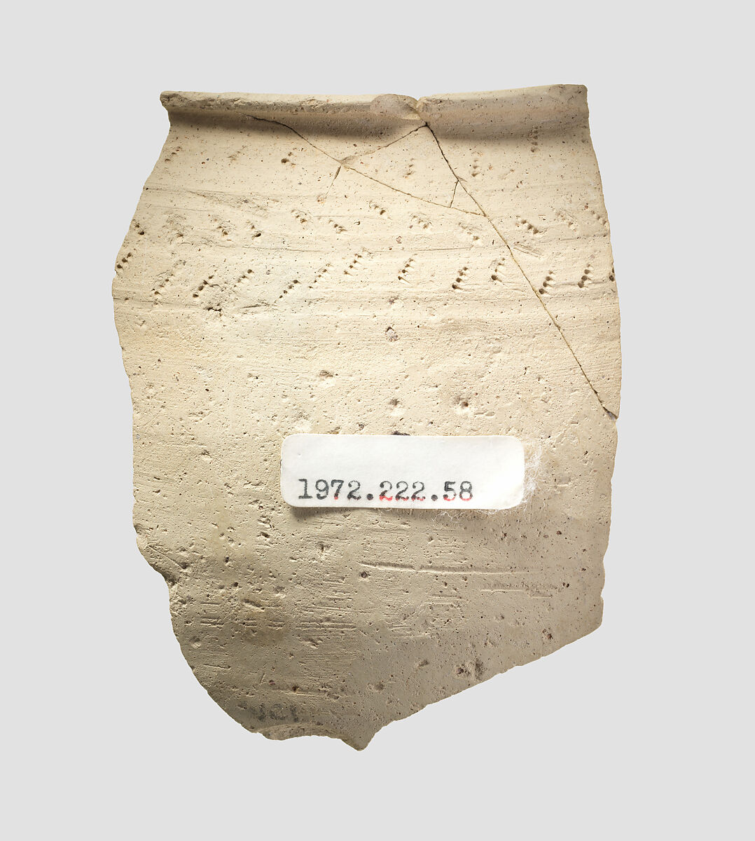 Bowl rim sherd, Ceramic 