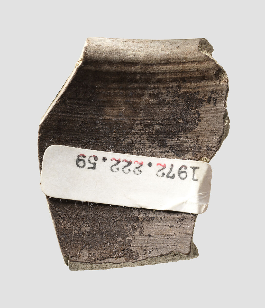 Bowl rim sherd with comb impressions, Ceramic, bitumem