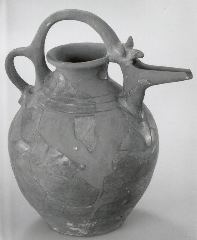 Bridge-spouted jar, Ceramic, Iran 