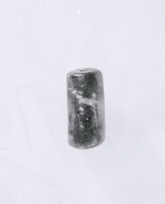 Cylindrical bead, Glass, gold, lapis lazuli (?), Parthian 