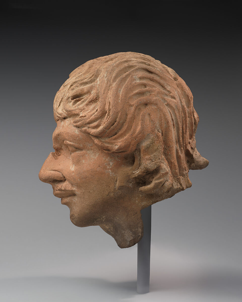 Head of a male figure, Ceramic, Kushan