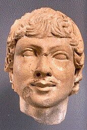 Head of a male figure, Ceramic, Kushan 