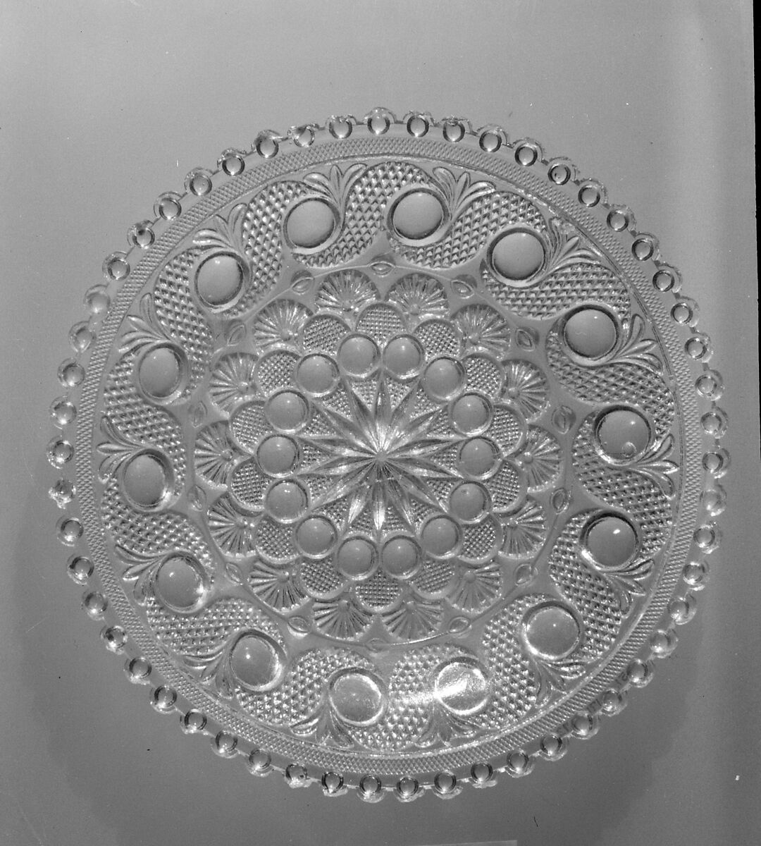 Dish, Lacy pressed glass, American 