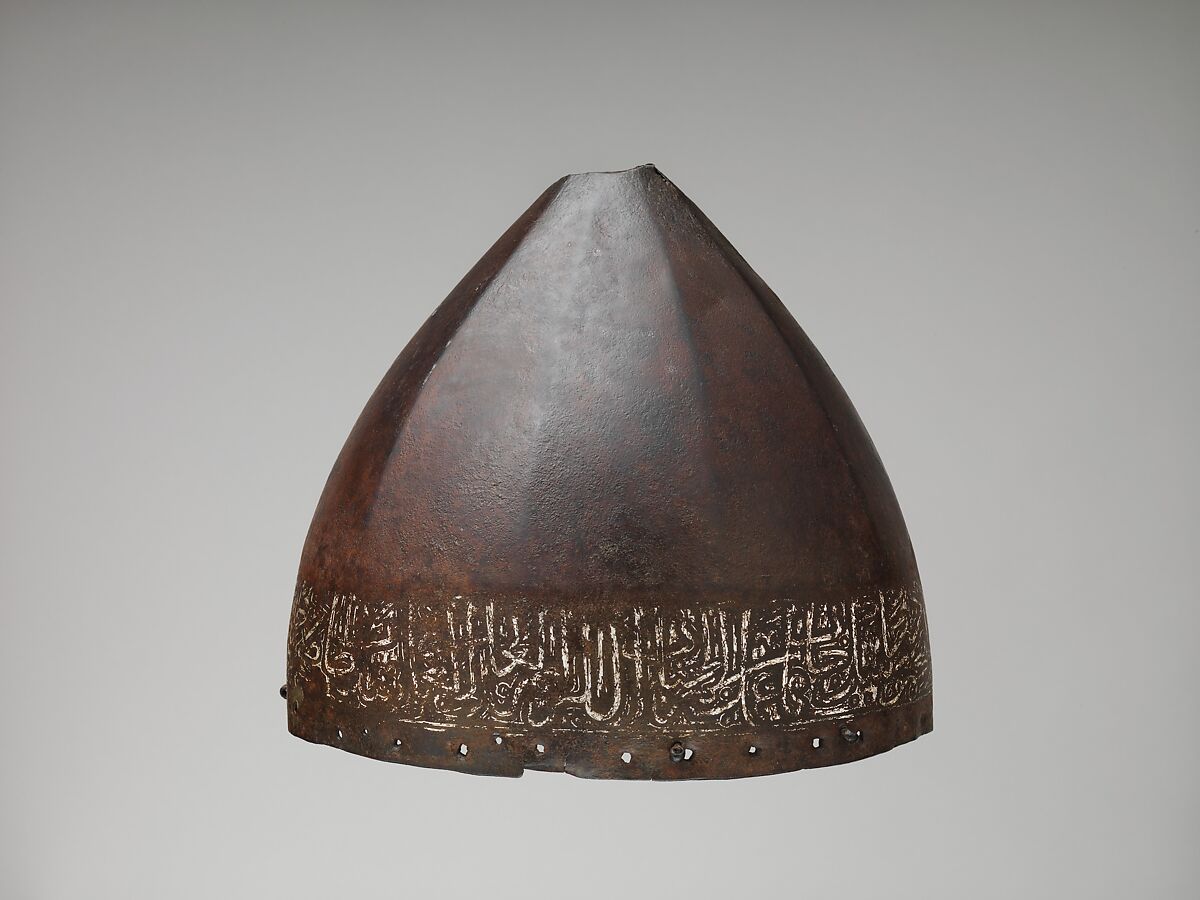 Helmet, Steel, silver, Central Asian or Russian, Blue Horde