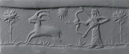Cylinder seal, Stone, gray, Achaemenid 