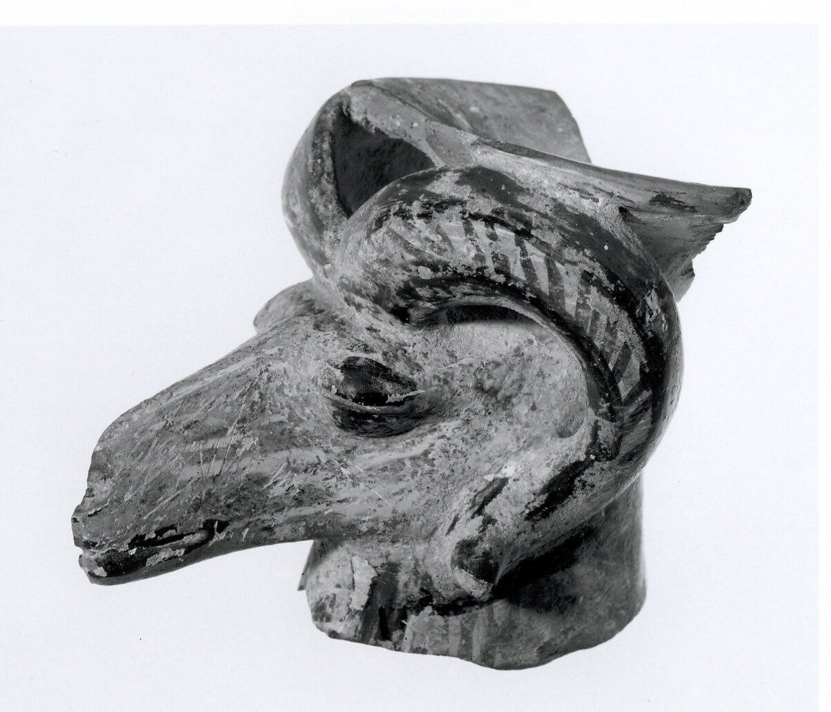 Fragment of a rhyton in the shape of a ram's head, Ceramic 
