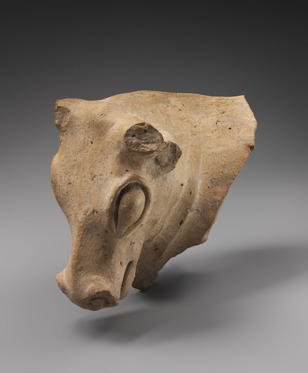 Bovine head, Ceramic, Hittite 