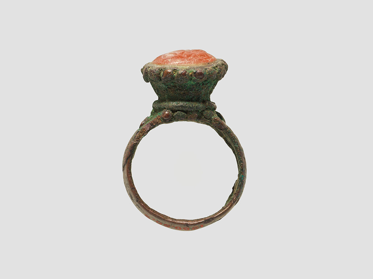 Ring, Bronze, carnelian, Sasanian