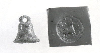 Stamp seal (bell-shaped with loop handle) with animal, Copper/bronze alloy, Urartian 