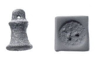 Stamp seal (bell-shaped with loop handle) with monster, Copper/bronze alloy, Urartian 