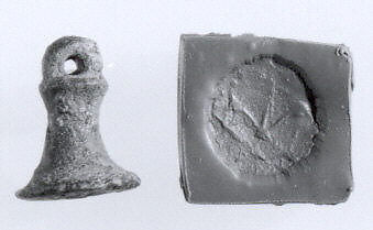 Stamp seal (bell-shaped with loop handle) with monster, Copper/bronze alloy, Urartian 