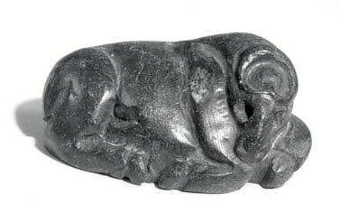 Recumbent bovid seal, Bitumenous limestone, Iran 