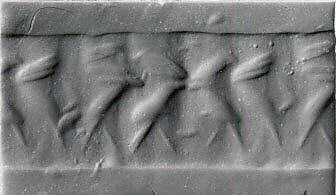 Cylinder seal, Aragonite (?), Akkadian 