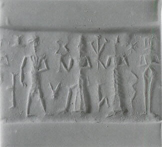 Cylinder seal, Hematite, black, Babylonian 