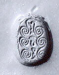 Stamp seal, Steatite gone white (?), Egyptian 