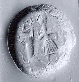 Stamp seal, Carnelian, brown, Sasanian 