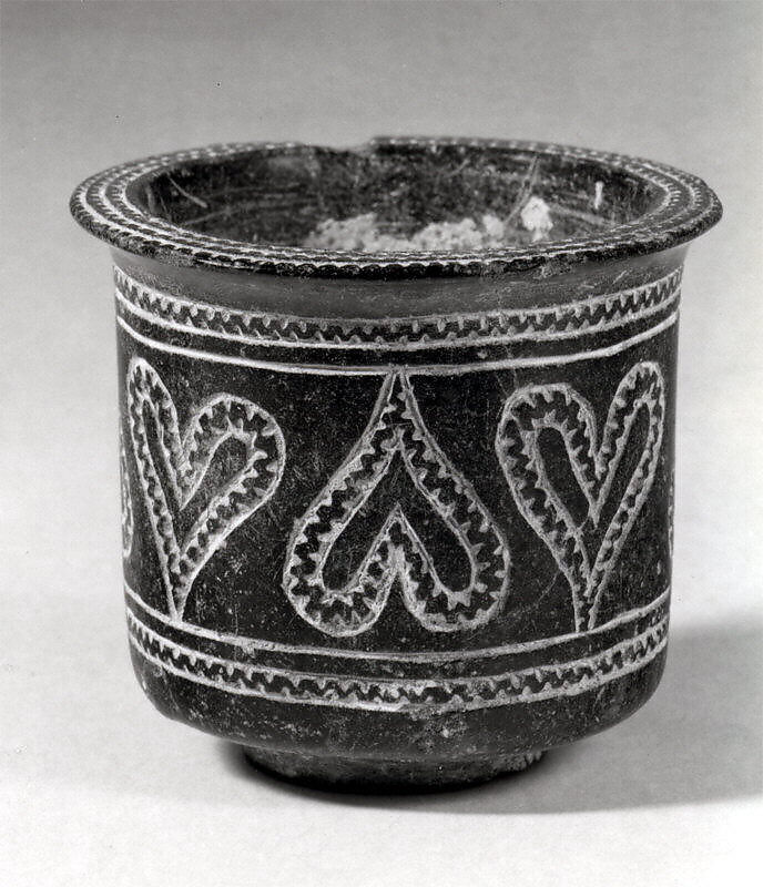 Cup with incised decoration, Steatite or chlorite, Bactria-Margiana Archaeological Complex 