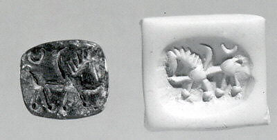 Stamp seal (pyramid) with monster, Steatite, Syro-Anatolian-Levantine 
