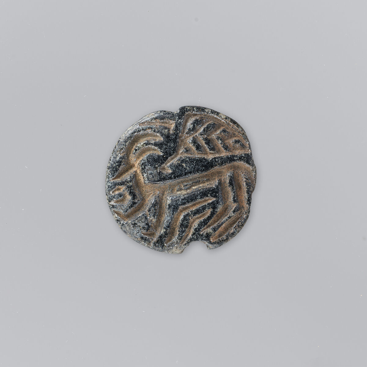 Stamp seal and modern impression: horned animal and bird, Steatite or chlorite