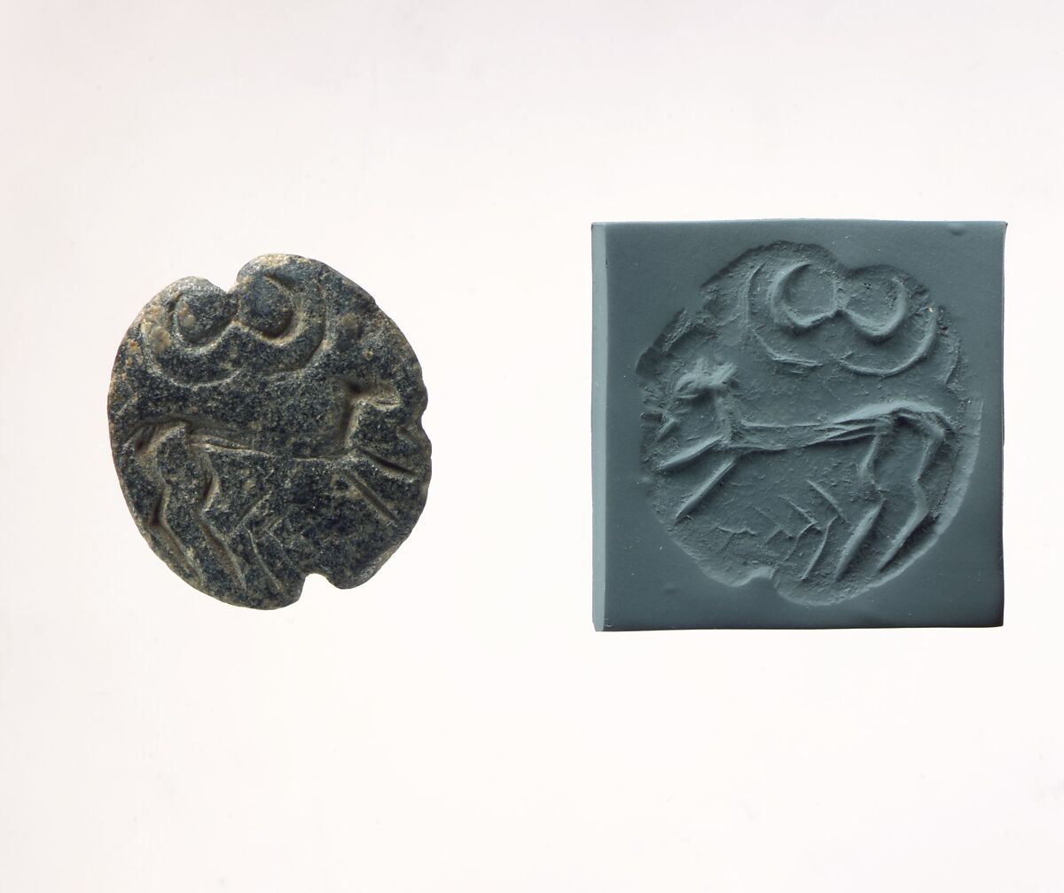 Stamp seal and modern impression: quadruped, Chlorite, black 