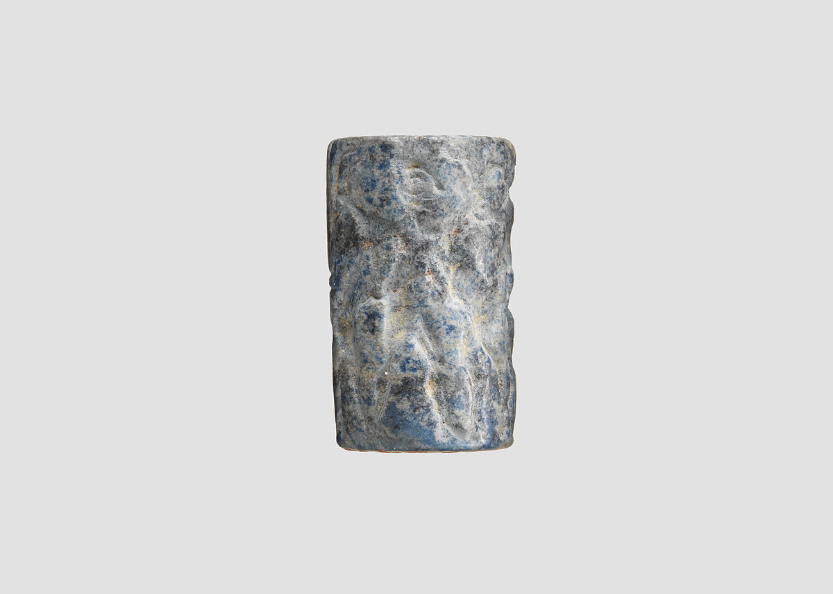 Cylinder seal and modern impression, Lapis lazuli, Sumerian