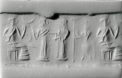 Cylinder seal, Chlorite, Akkadian or Neo-Sumerian 