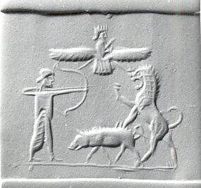 Cylinder seal, Chalcedony, Achaemenid 