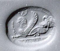 Stamp seal (scaraboid) with monster, Calcite, Phoenician 