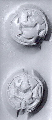 Stamp seal (bifacial scaraboid) with animals, Greenstone, Syro-Anatolian-Levantine 