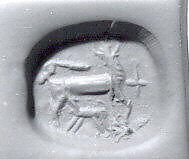 Stamp seal (scaraboid) with animals, Glass, Syro-Anatolian-Levantine or Neo-Assyrian 