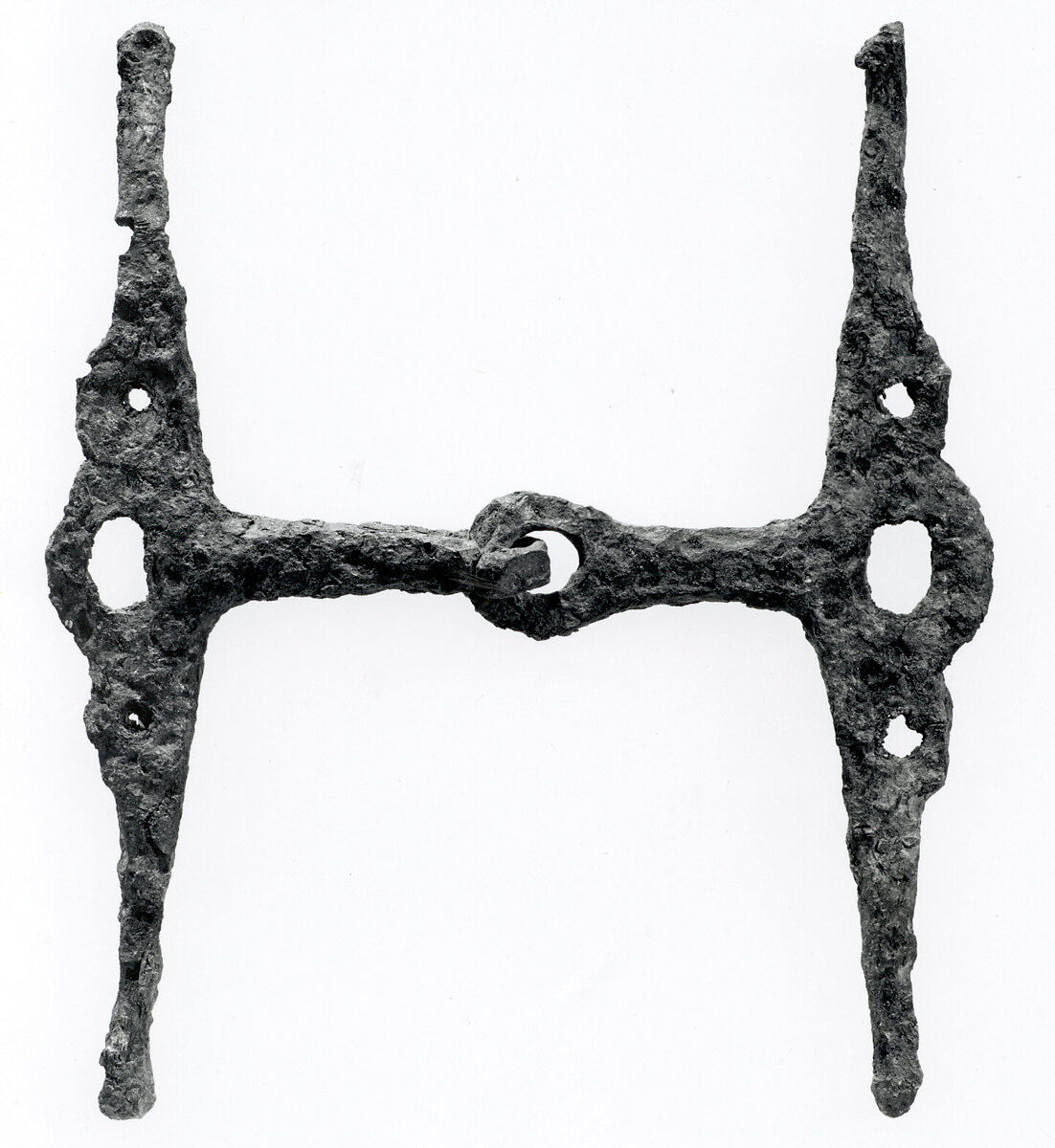 Horse bit with attached cheekpieces, Iron, Iran 