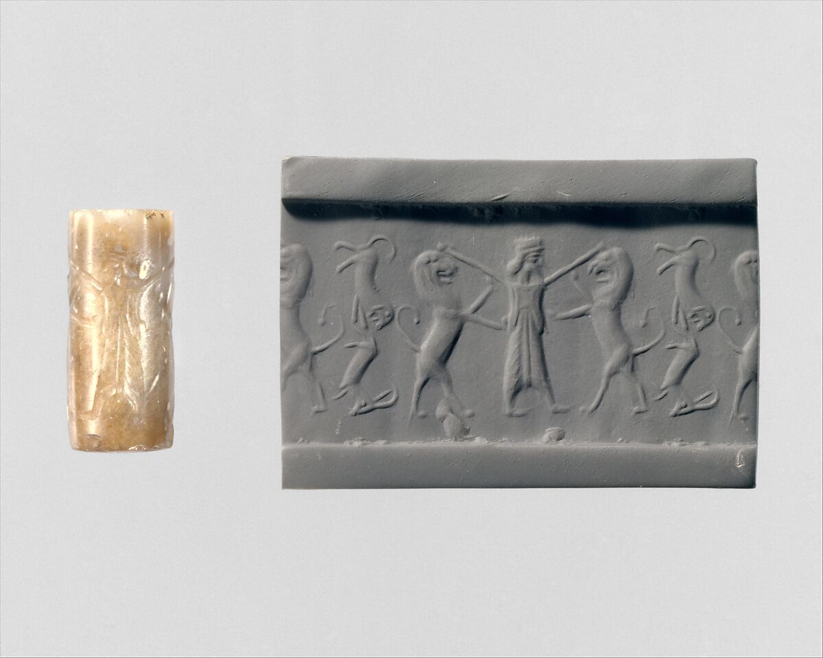 Cylinder seal, Stone, gray, Achaemenid 