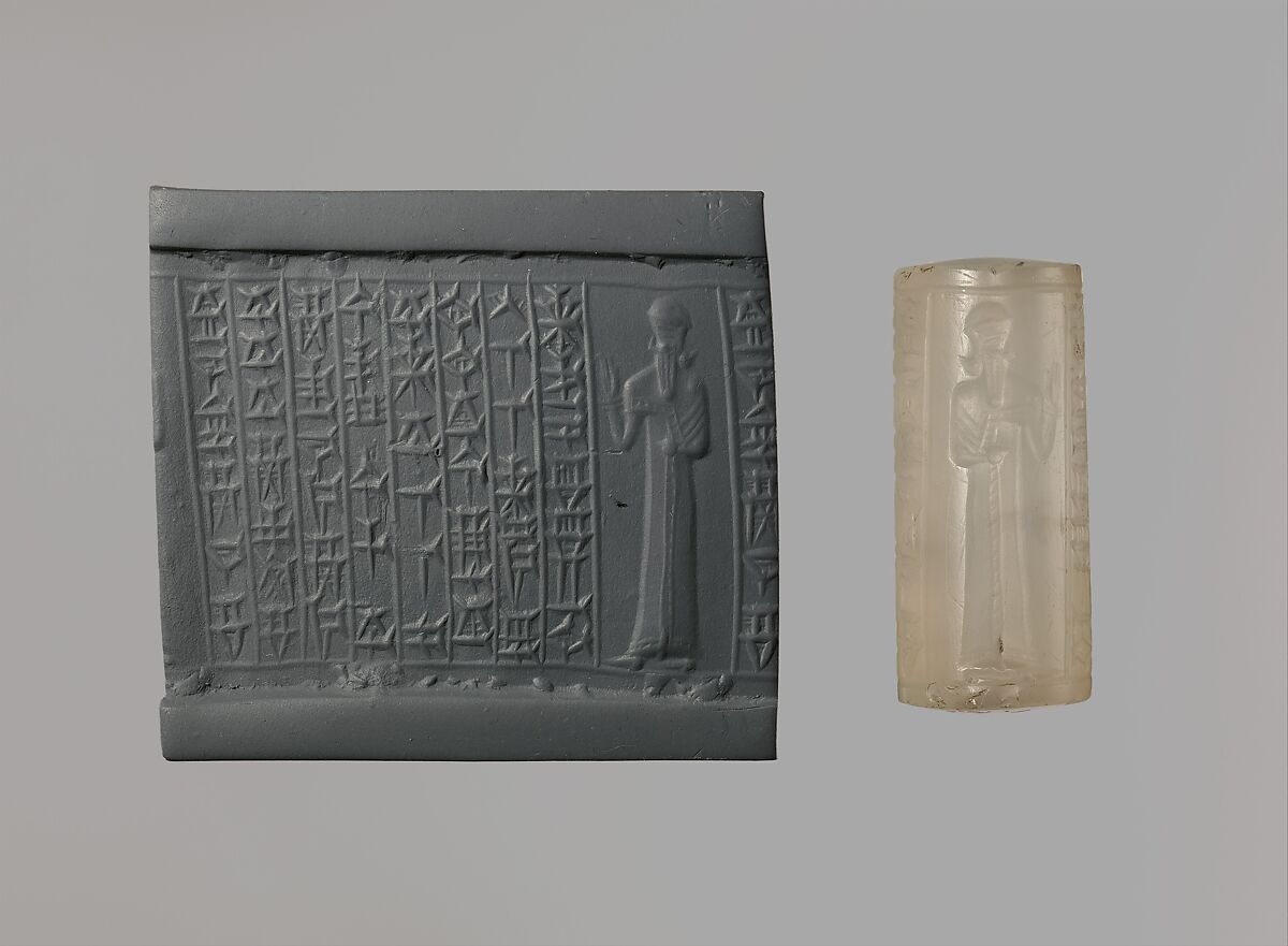 Cylinder seal, Milky chalcedony, Kassite