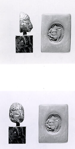 Stamp seal (in the shape of a human head) with animal
