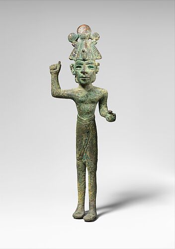Smiting god, wearing an Egyptian atef crown