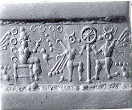 Cylinder seal and modern impression, Chalcedony, Mitanni 
