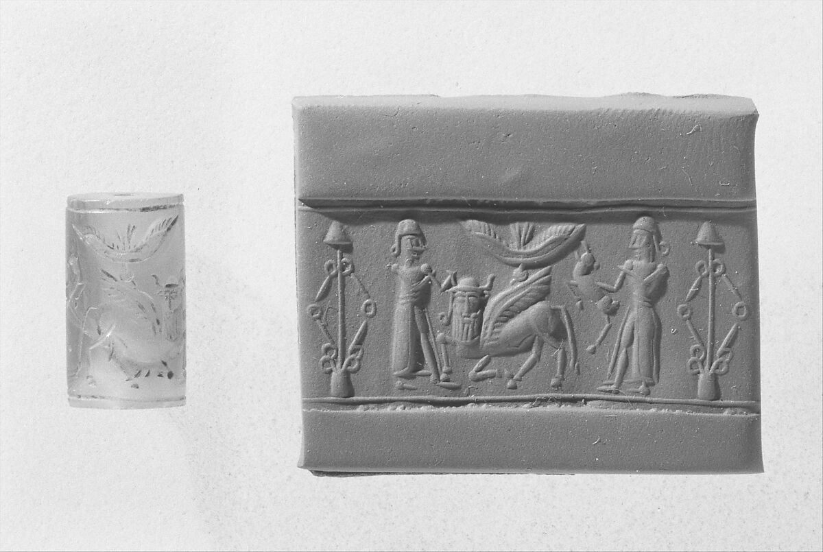 Cylinder seal, Chalcedony, Mitanni 