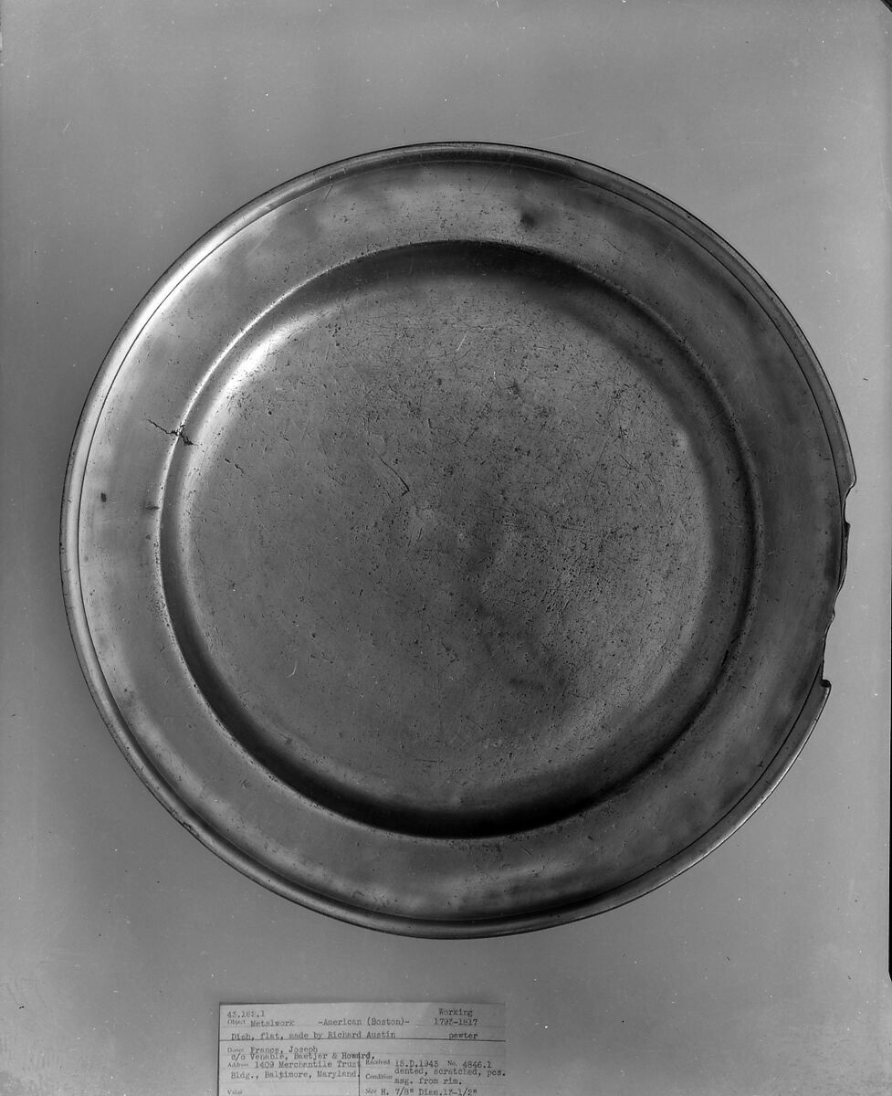 Dish, Richard Austin (died 1817), Pewter, American 