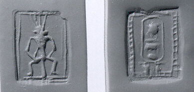 Stamp seal: Bes; cartouche of Men-kheper-re (Thutmose III), Stone, Egyptian 