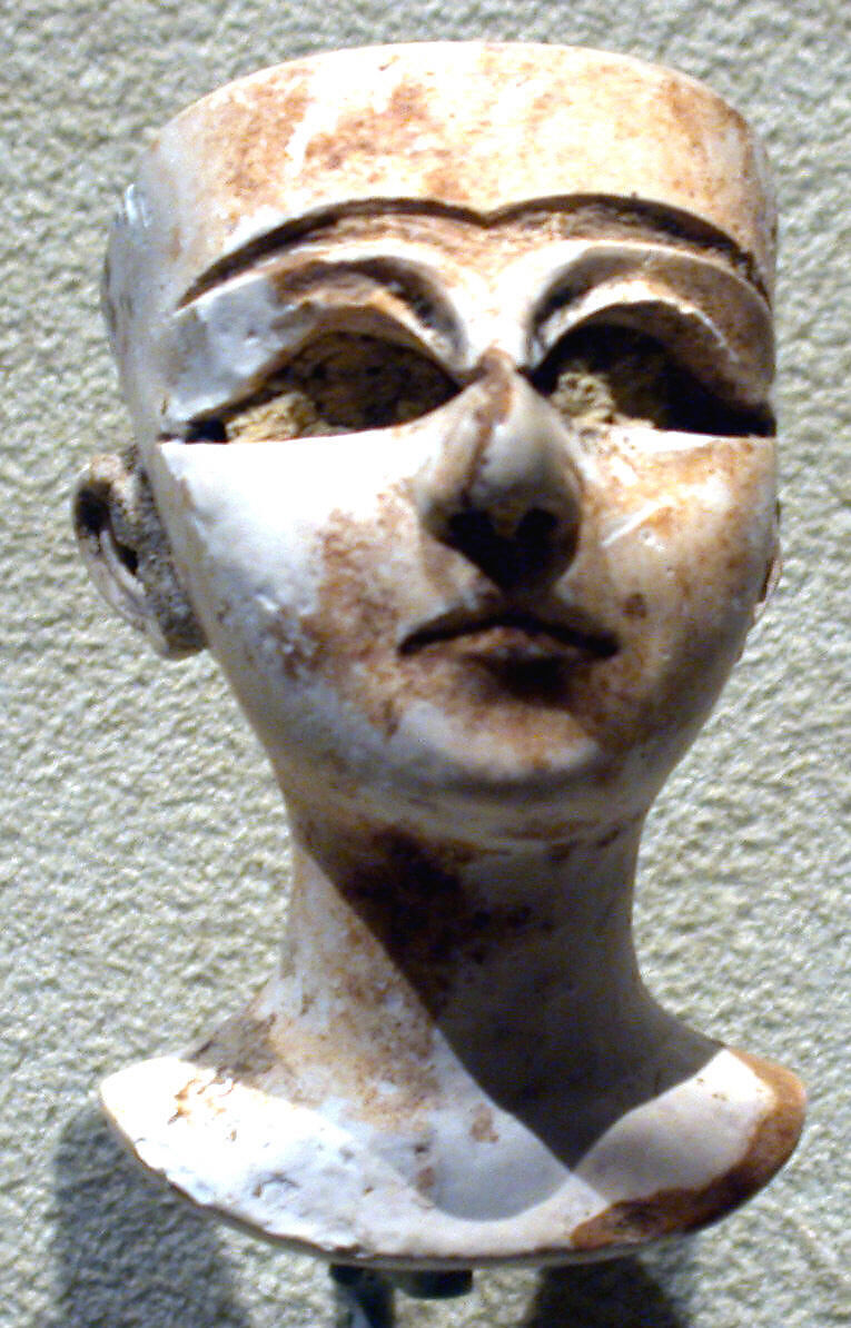 Head of a female, Limestone or lime plaster, Bactria-Margiana Archaeological Complex 