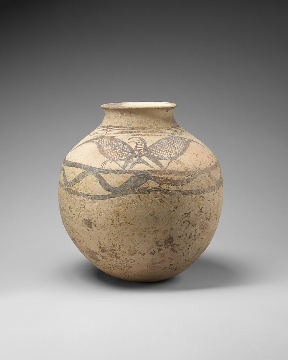 Jar with painted eagle, Ceramic, paint