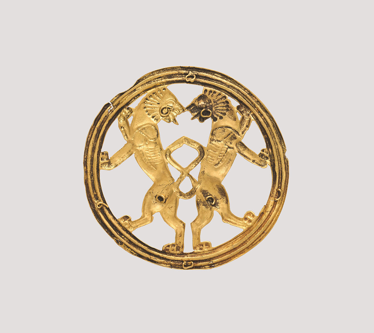 Ornament with back-to-back lions, Gold, Achaemenid